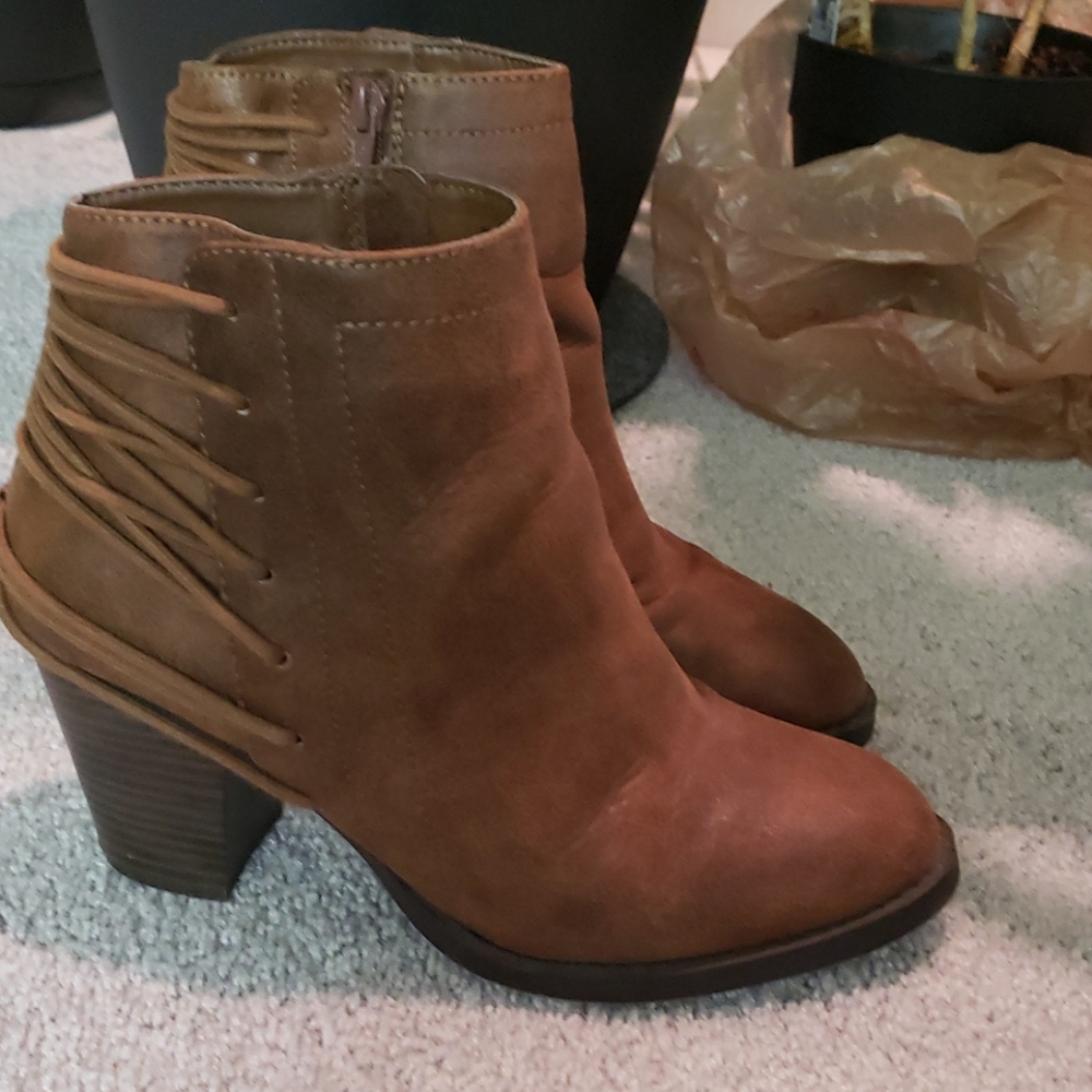 Candie's Brown Heel Booties - Picture 2 of 4